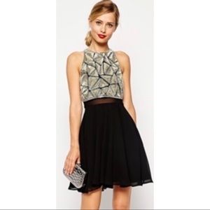 ASOS Sequin black a line dress